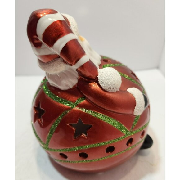 Home Reflections Ceramic Luminary Santa Ornament w/ Colorful Lights or Candle - Picture 15 of 16